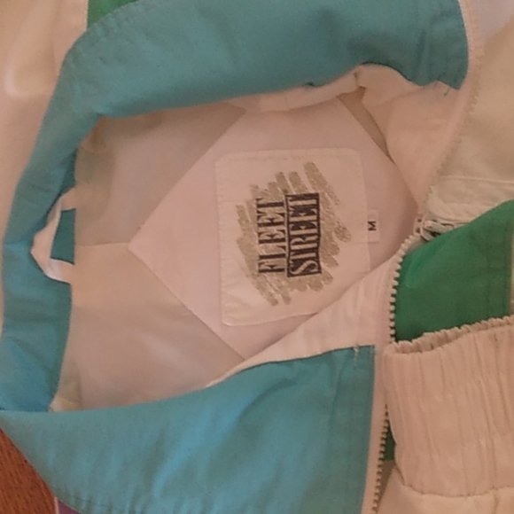 FLEET STREET 80's vibe white jacket with color blocks - Picture 5 of 8